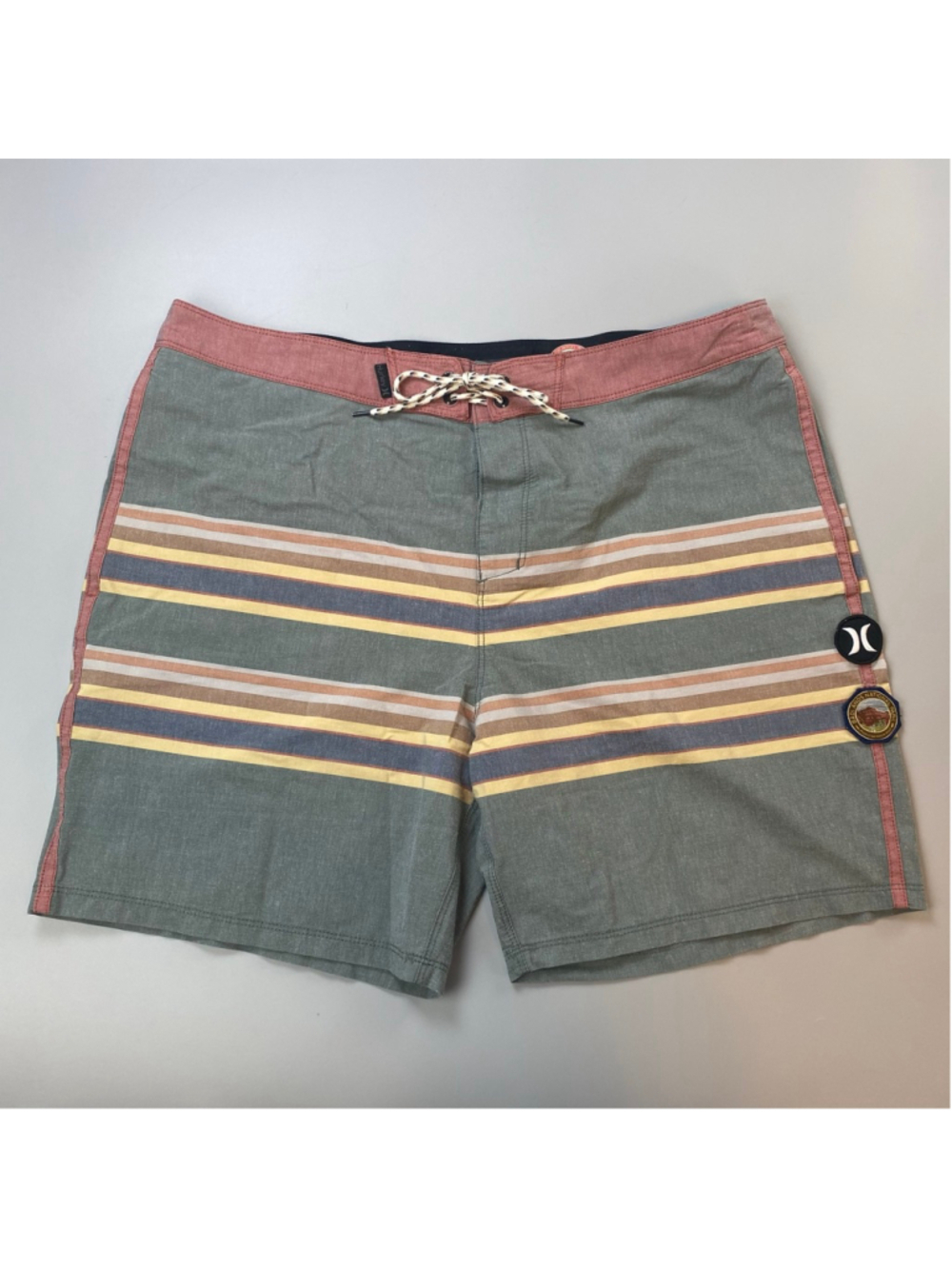 Hurley Pendleton Board Shorts Swim Trunks 38 Stripe Green Red Classic Americana